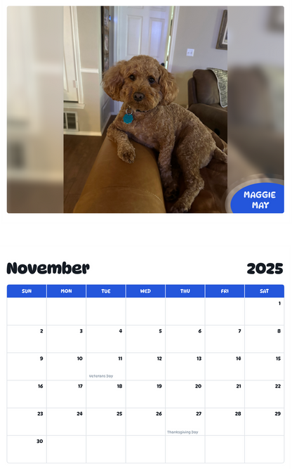 July 2025 - June 2026 Maggie May - Pawidols Pet Calendar