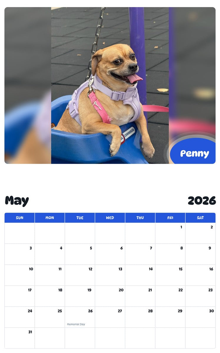 2026 - 2027 Penny - Pawidols Pet Calendar