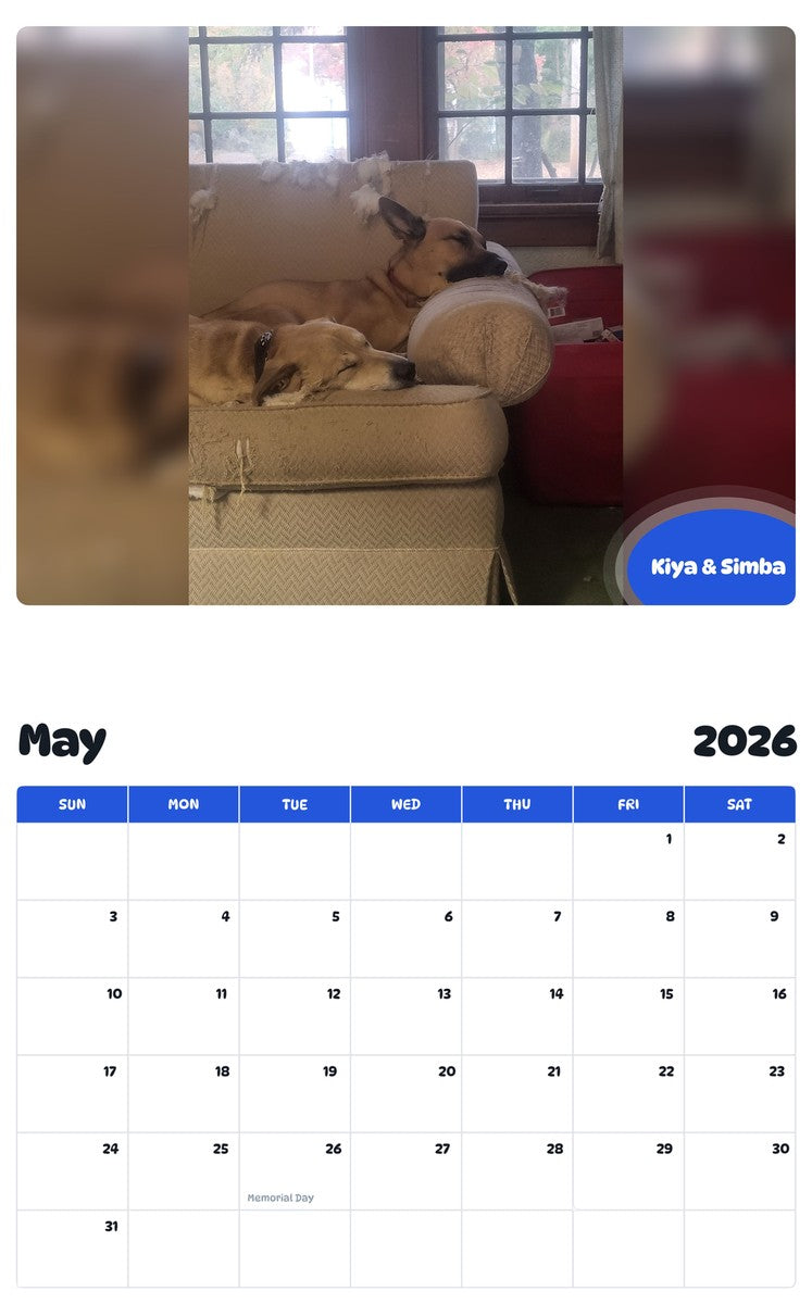 2026 - 2027 Kiya & Simba - Pawidols Pet Calendar