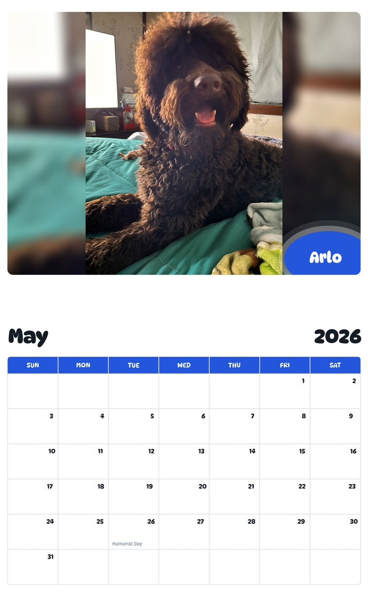 2026 - 2027 Arlo - Pawidols Pet Calendar