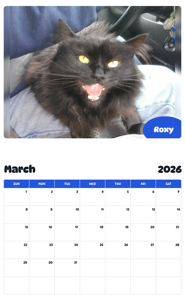 November 2025 - October 2026 Roxy - Pawidols Pet Calendar