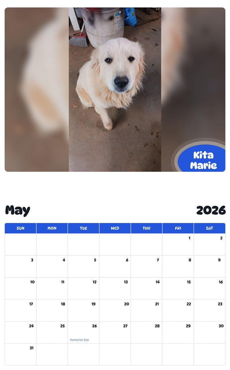 2026 - 2027 Kita Marie - Pawidols Pet Calendar