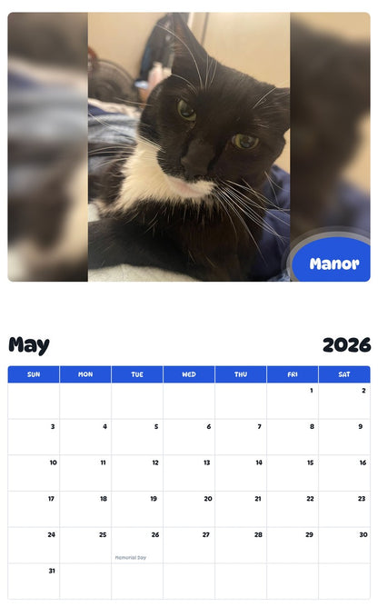 2026 - 2027 Manor - Pawidols Pet Calendar