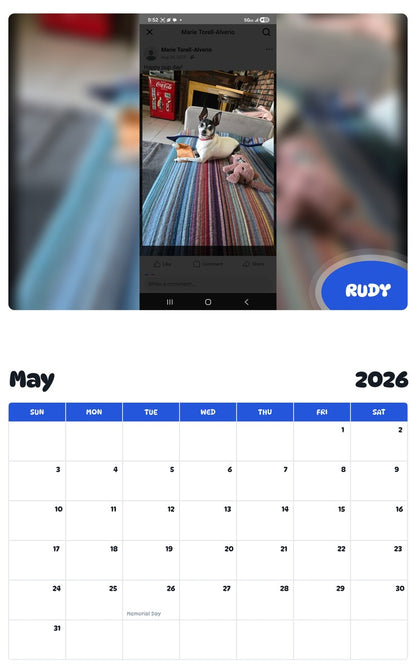 2026 - 2027 RUDY - Pawidols Pet Calendar