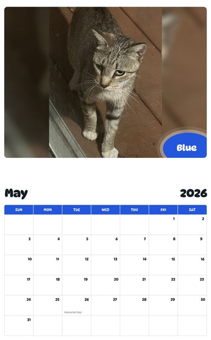 2026 - 2027 Blue - Pawidols Pet Calendar