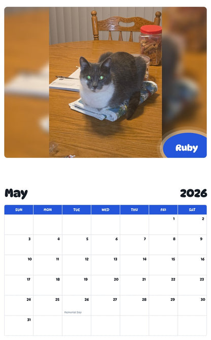 2026 - 2027 Ruby - Pawidols Pet Calendar