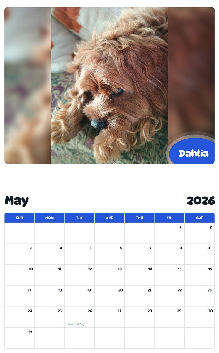 2026 - 2027 Dahlia - Pawidols Pet Calendar
