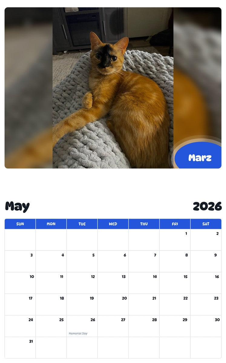 2026 - 2027 Marz - Pawidols Pet Calendar