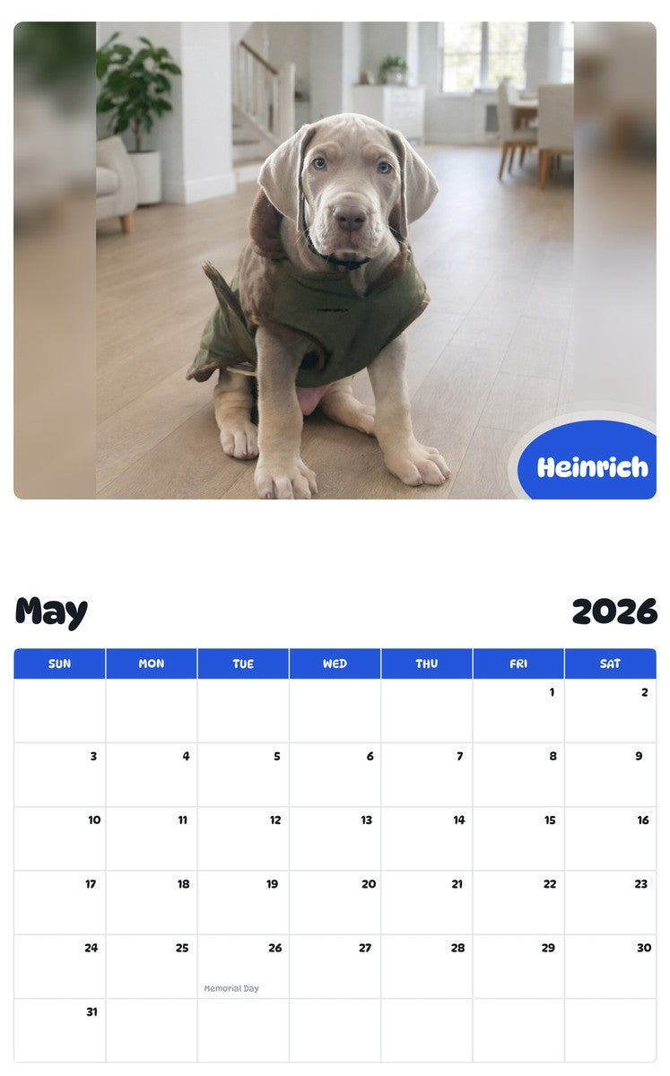 2026 - 2027 Heinrich - Pawidols Pet Calendar