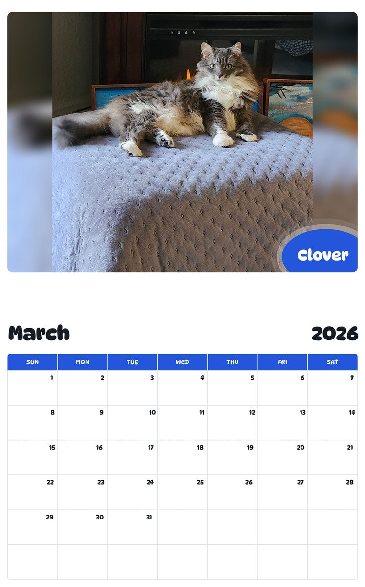 November 2025 - October 2026 Clover - Pawidols Pet Calendar