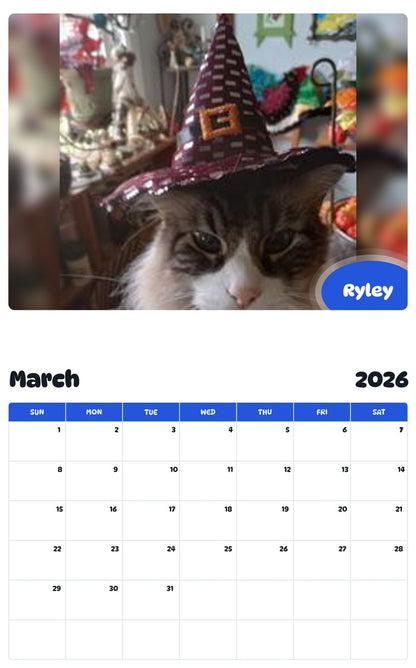 November 2025 - October 2026 Ryley - Pawidols Pet Calendar