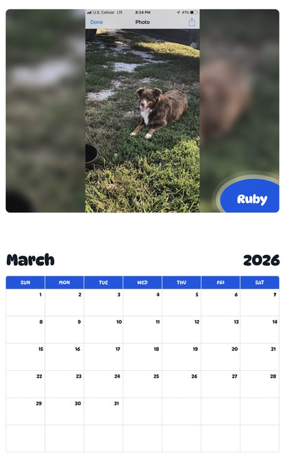 November 2025 - October 2026 Ruby - Pawidols Pet Calendar