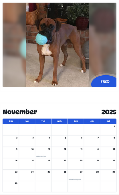 July 2025 - June 2026 Fred - Pawidols Pet Calendar