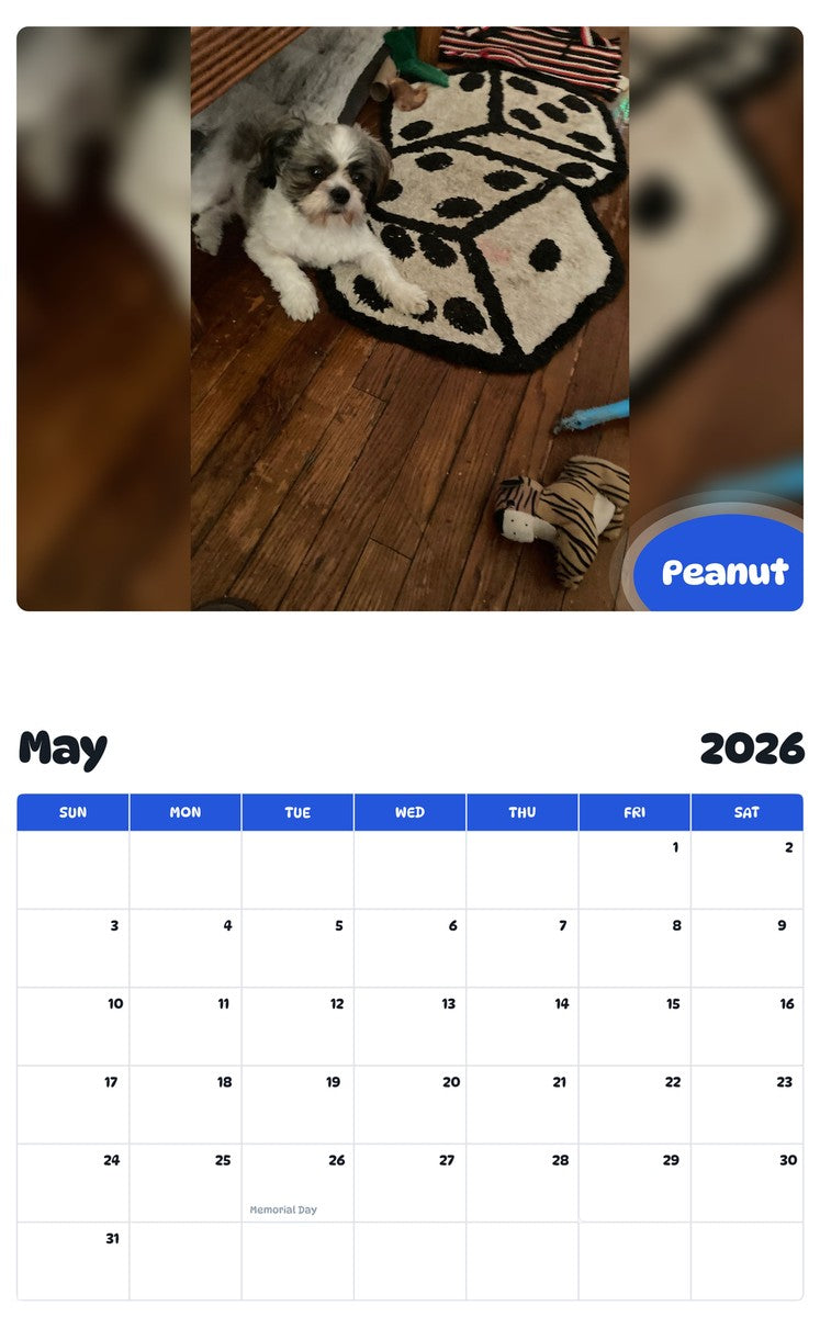 2026 - 2027 Peanut - Pawidols Pet Calendar