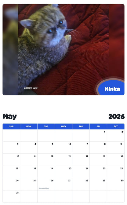 2026 - 2027 Minka - Pawidols Pet Calendar