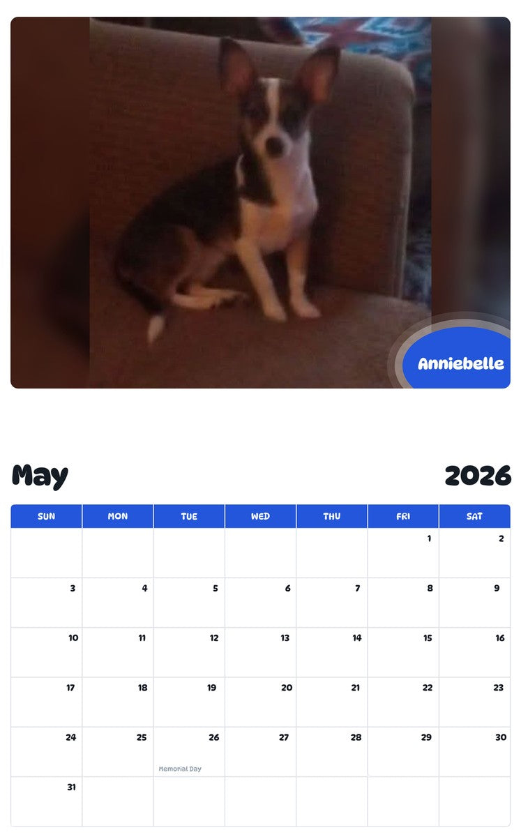 2026 - 2027 Anniebelle - Pawidols Pet Calendar