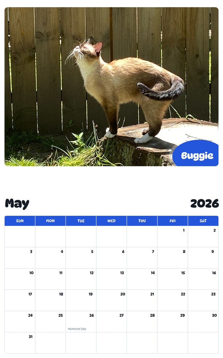 2026 - 2027 Buggie - Pawidols Pet Calendar