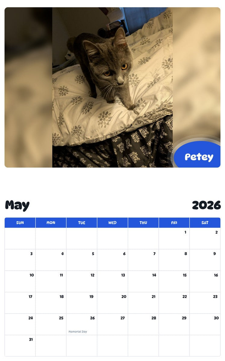 2026 - 2027 Petey - Pawidols Pet Calendar