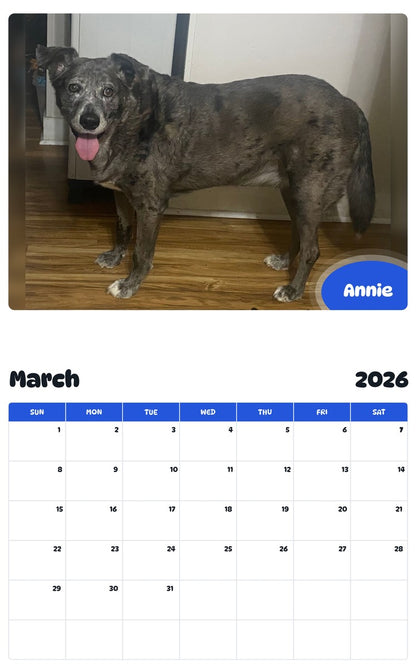 November 2025 - October 2026 Annie - Pawidols Pet Calendar