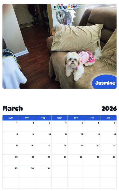 November 2025 - October 2026 Jasmine - Pawidols Pet Calendar