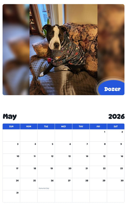 2026 - 2027 Dozer - Pawidols Pet Calendar