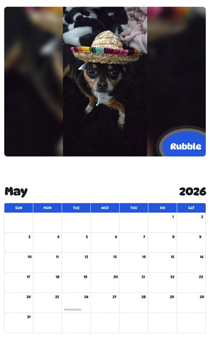 2026 - 2027 Rubble - Pawidols Pet Calendar