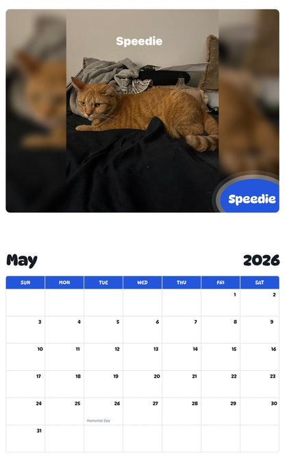 2026 - 2027 Speedie - Pawidols Pet Calendar