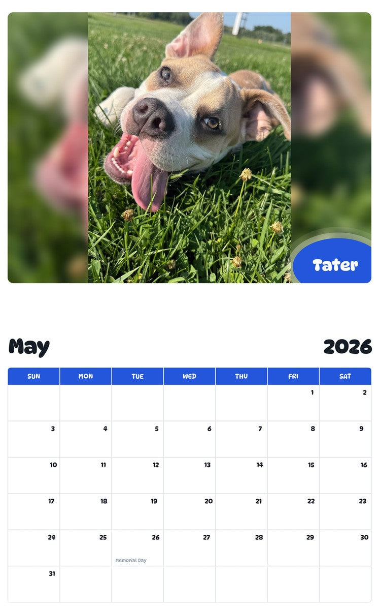 2026 - 2027 Tater - Pawidols Pet Calendar