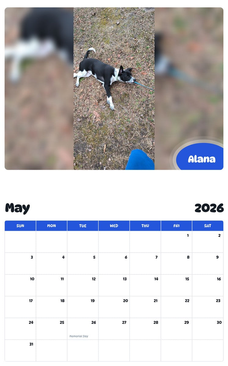2026 - 2027 Alana - Pawidols Pet Calendar
