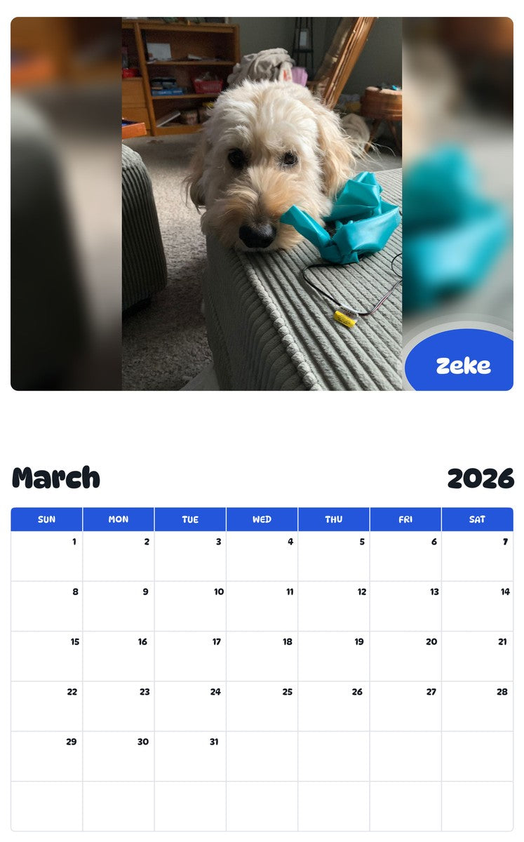 November 2025 - October 2026 Zeke - Pawidols Pet Calendar