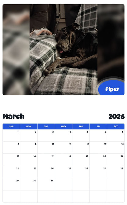 November 2025 - October 2026 Piper - Pawidols Pet Calendar