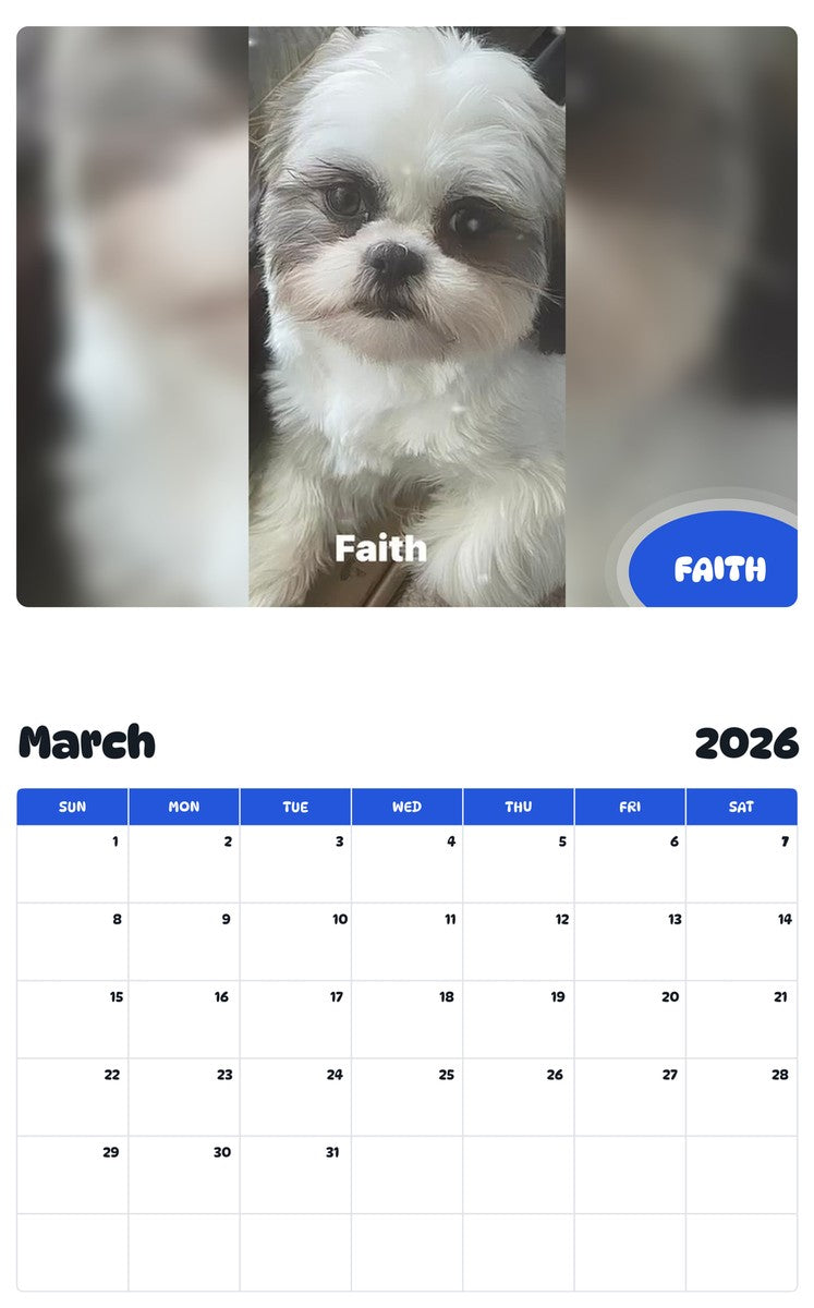 November 2025 - October 2026 FAITH - Pawidols Pet Calendar