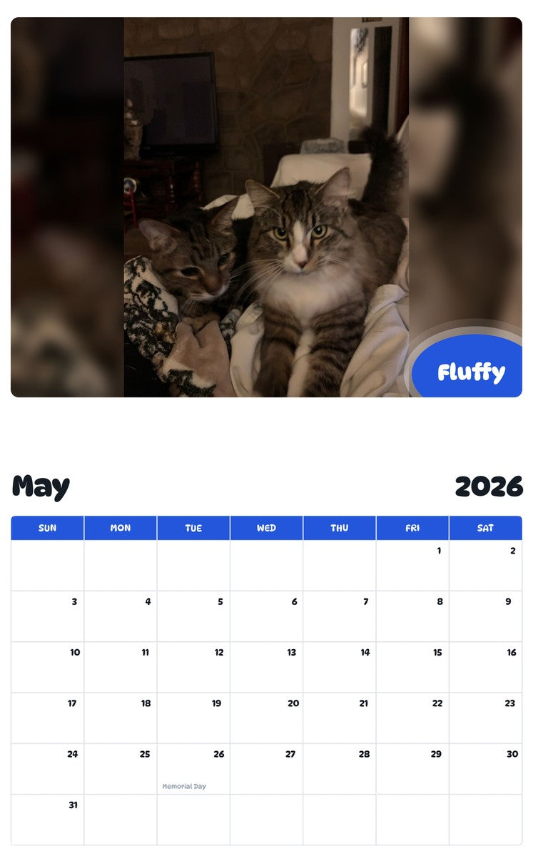 2026 - 2027 Fluffy - Pawidols Pet Calendar