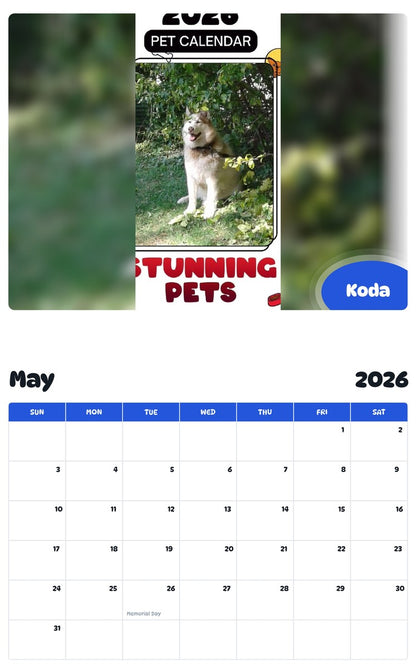 2026 - 2027 Koda - Pawidols Pet Calendar