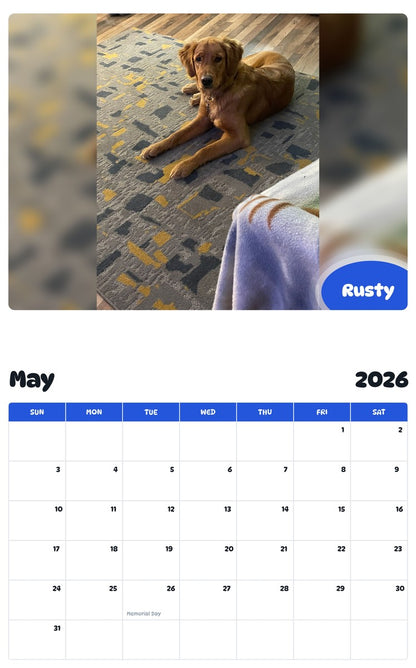 2026 - 2027 Rusty - Pawidols Pet Calendar