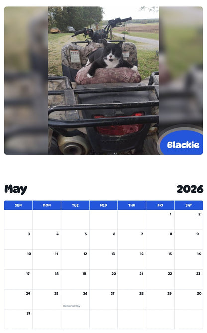2026 - 2027 Blackie - Pawidols Pet Calendar