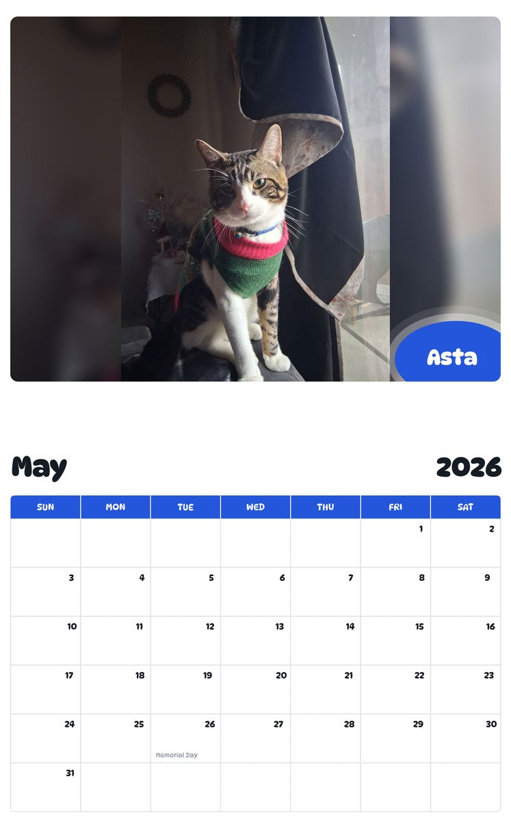 2026 - 2027 Asta - Pawidols Pet Calendar