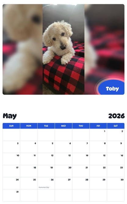 2026 - 2027 Toby - Pawidols Pet Calendar