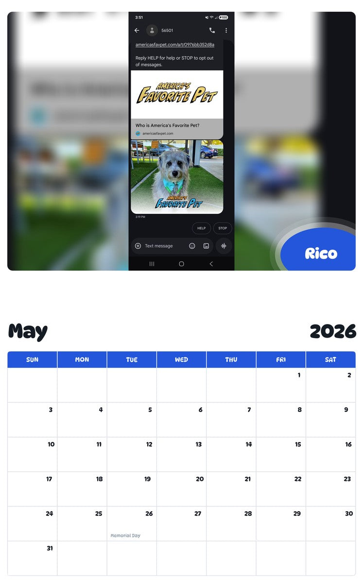 2026 - 2027 Rico - Pawidols Pet Calendar