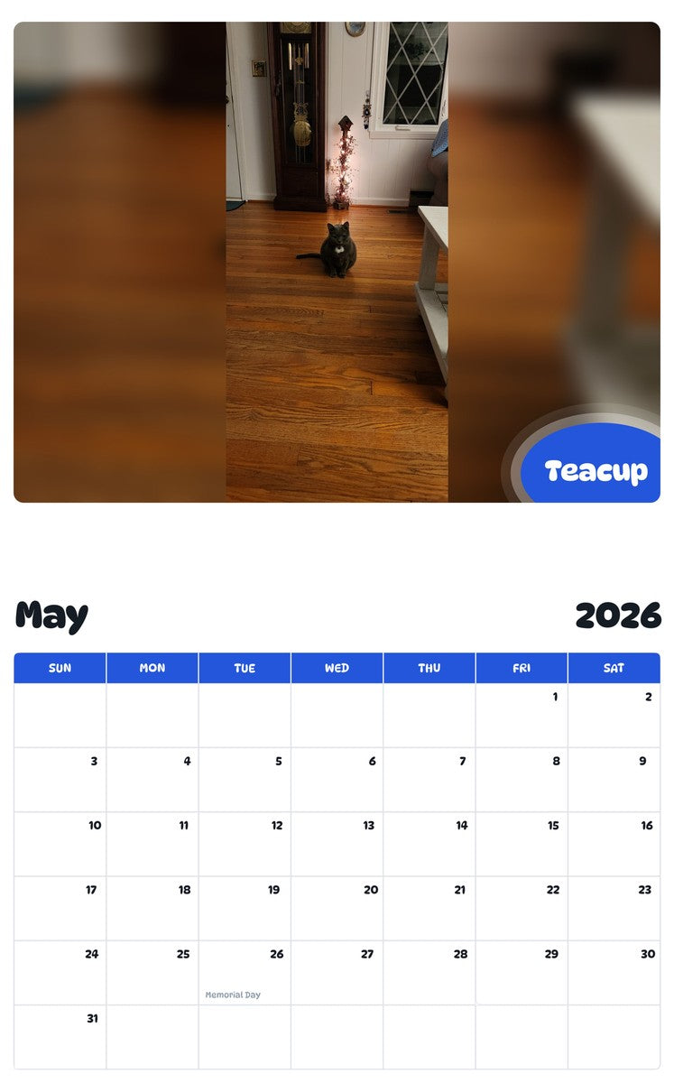 2026 - 2027 Teacup - Pawidols Pet Calendar