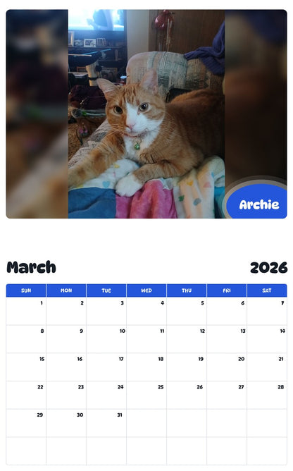 November 2025 - October 2026 Archie - Pawidols Pet Calendar