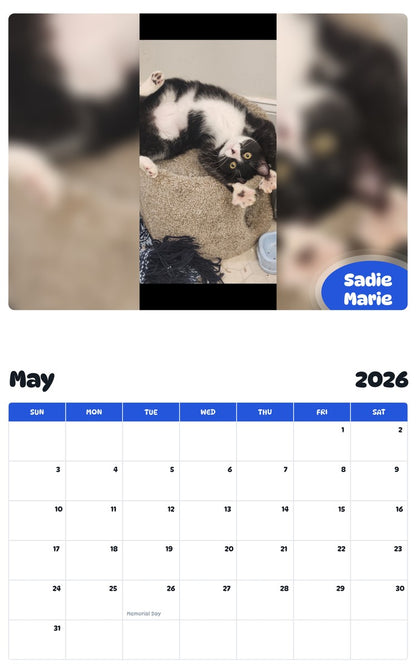 2026 - 2027 Sadie Marie - Pawidols Pet Calendar