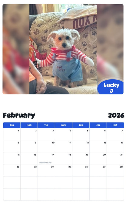 October 2025 - September 2026 Lucky J - Pawidols Pet Calendar