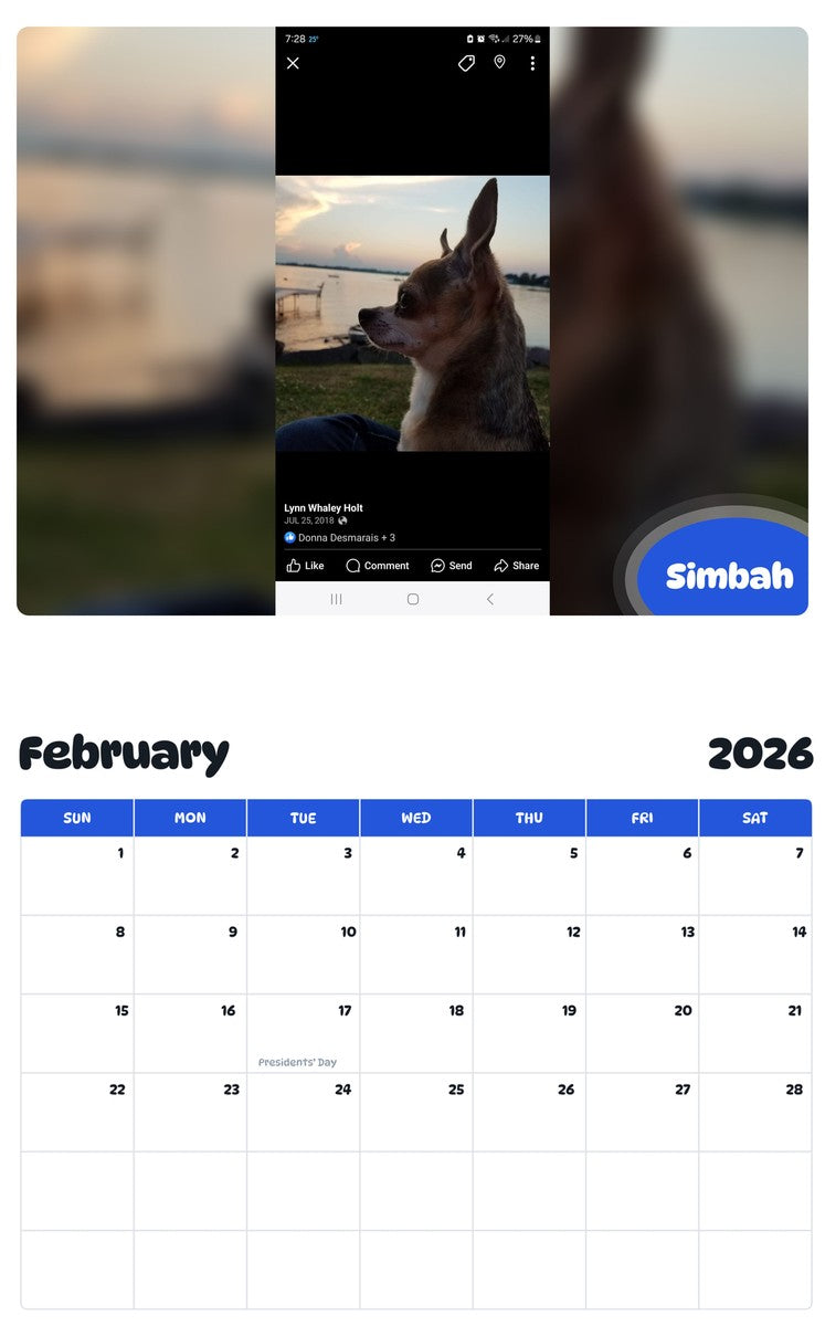 October 2025 - September 2026 Simbah - Pawidols Pet Calendar