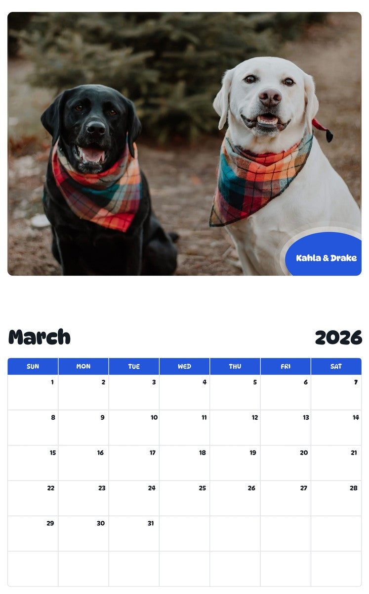 November 2025 - October 2026 Kahla & Drake - Pawidols Pet Calendar