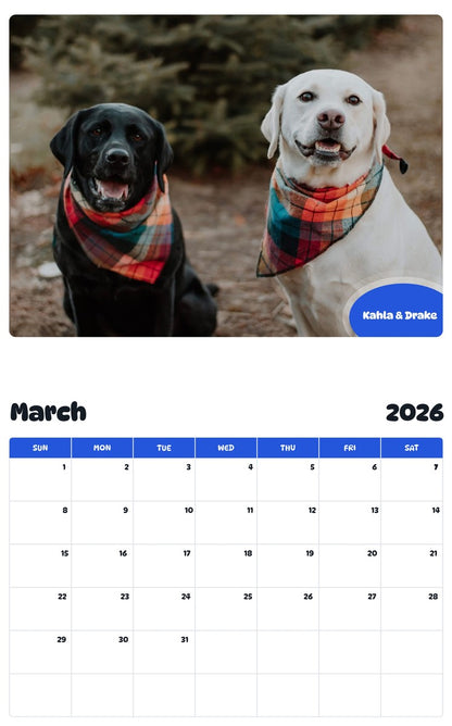 November 2025 - October 2026 Kahla & Drake - Pawidols Pet Calendar