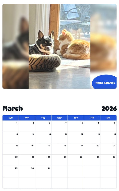 November 2025 - October 2026 Wallie & Marley - Pawidols Pet Calendar