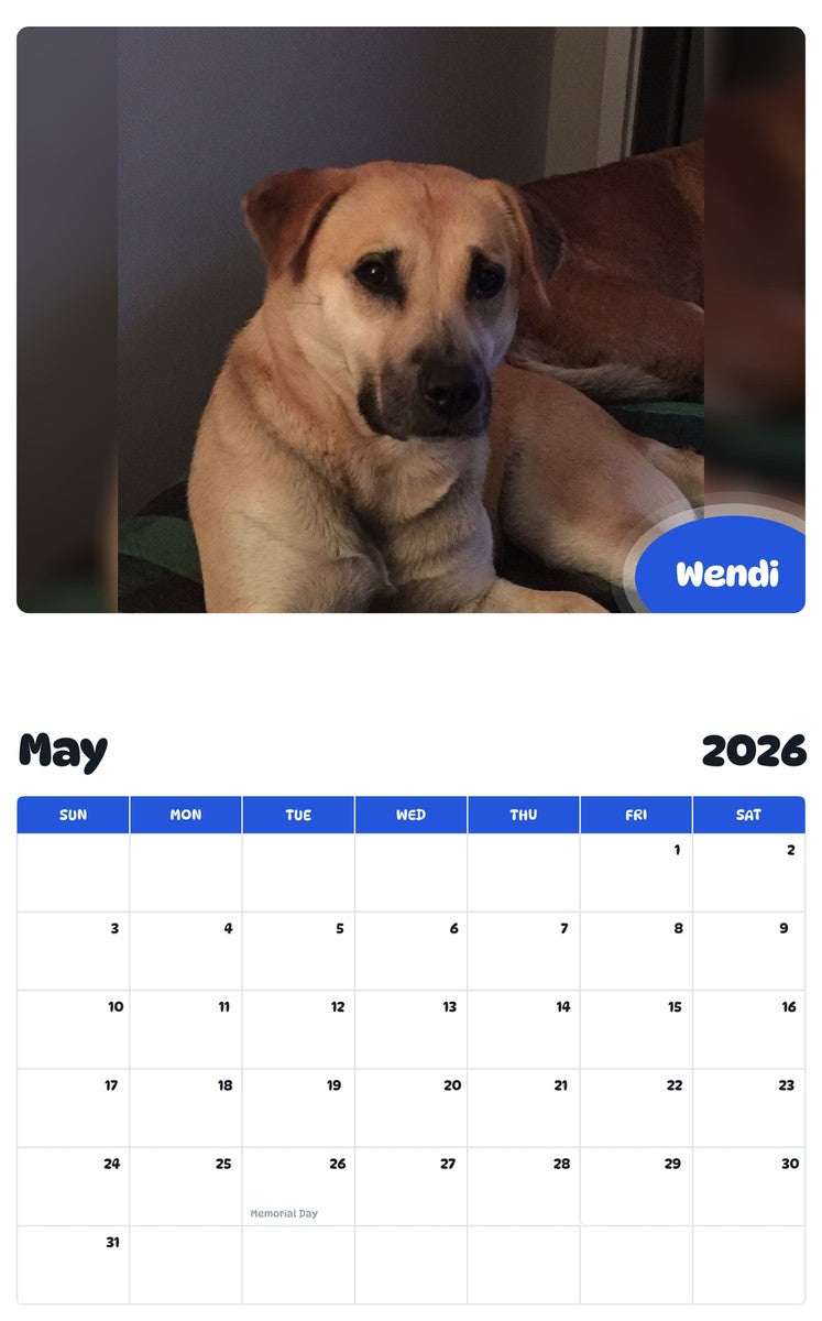 2026 - 2027 Wendi - Pawidols Pet Calendar