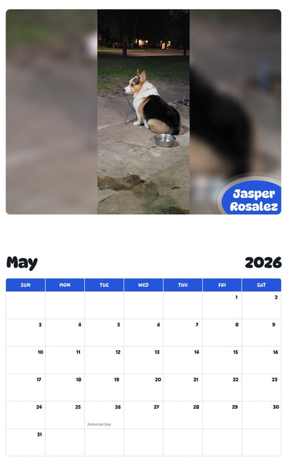 2026 - 2027 Jasper Rosalez - Pawidols Pet Calendar