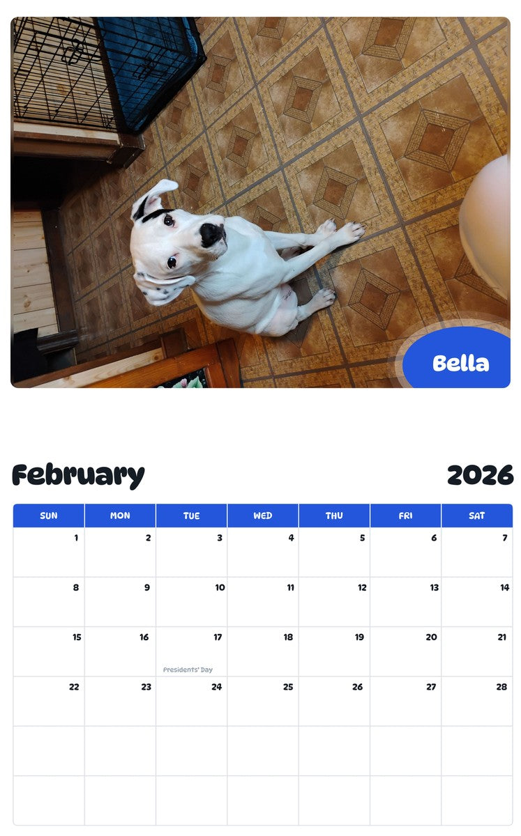 October 2025 - September 2026 Bella - Pawidols Pet Calendar